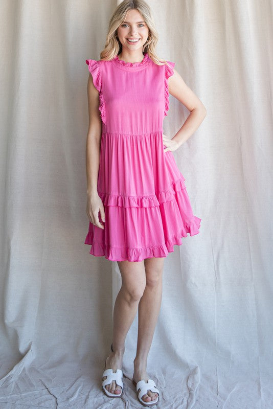Ruffle Sleeve Tiered Dress