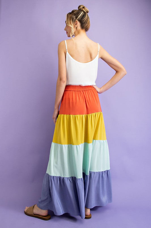 Colorblock Sun Maxi Skirt