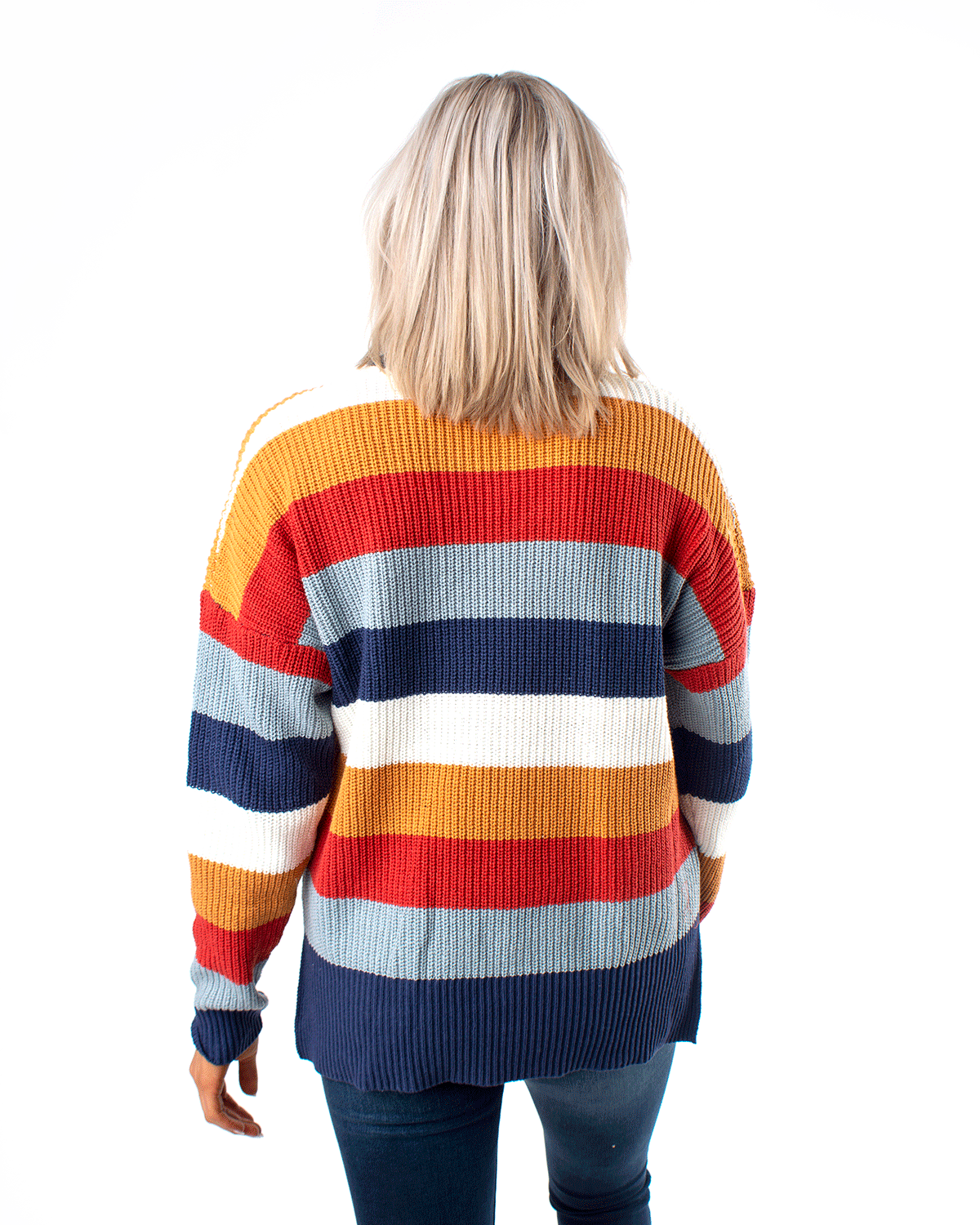 Colorblock Striped Knit Sweater
