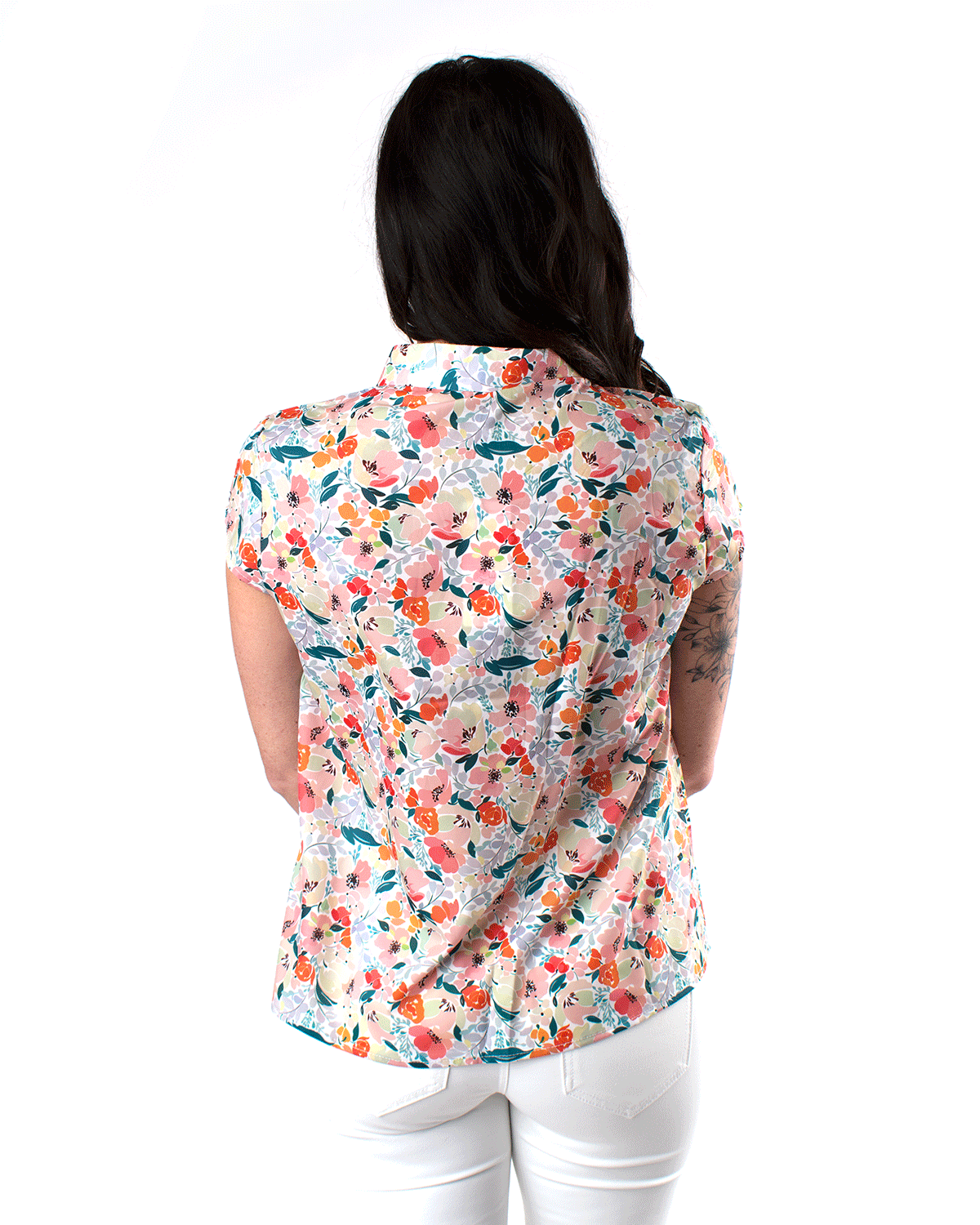 Spring Floral Tie Neck Top