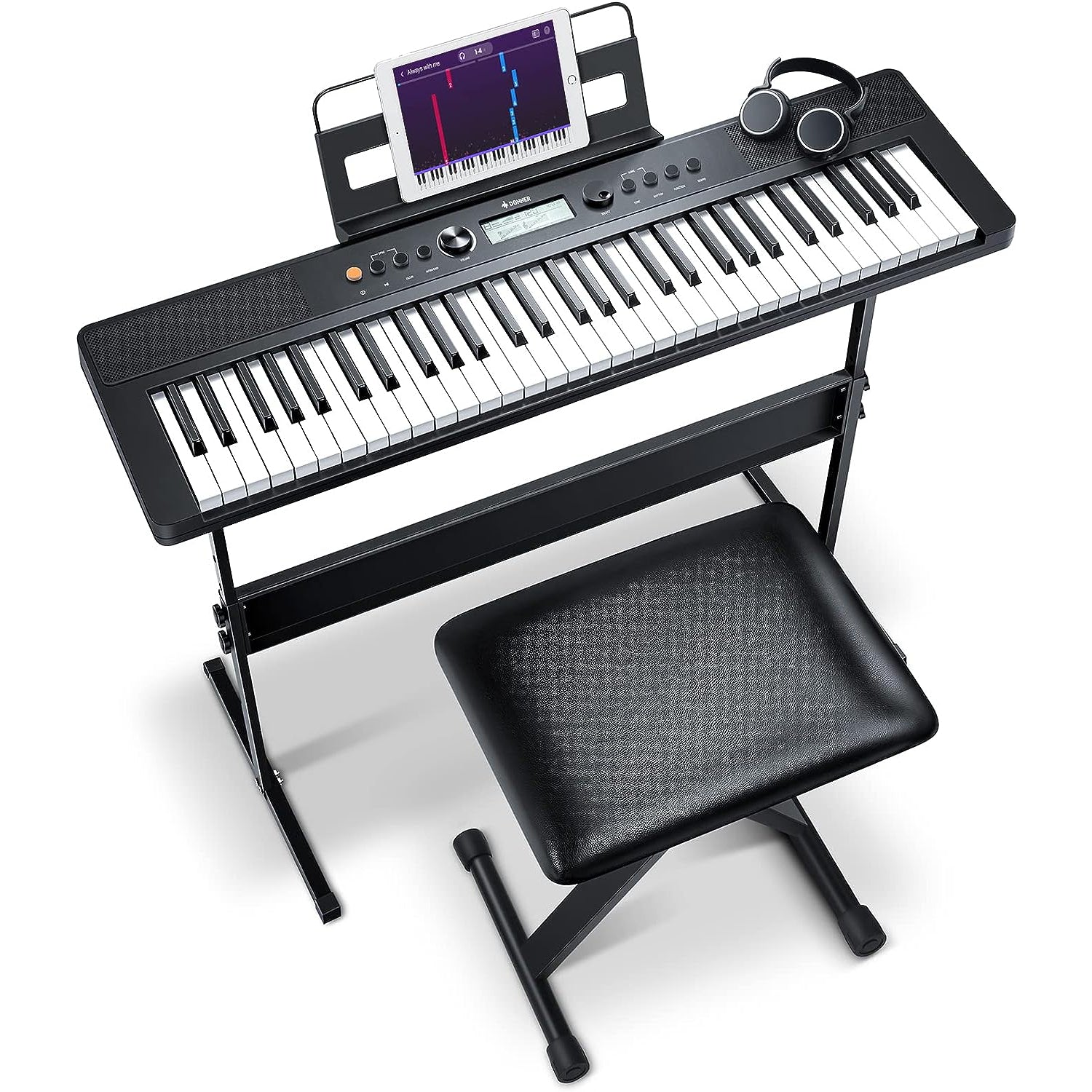 

Donner 61 Keys SD-10 Electronic Keyboard for Beginners with headphones and piano stand