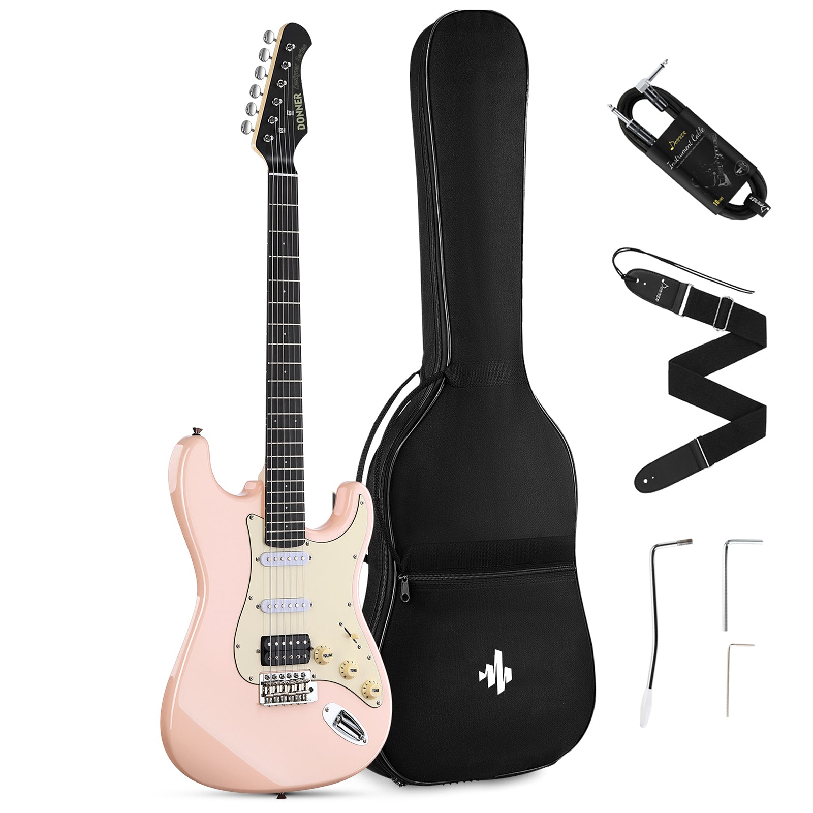 

Donner DST-200 Designer Series Full Size Electric Guitar Kit HSS Pickup Solid Body Beginner Set w/Bag/Strap/Cable