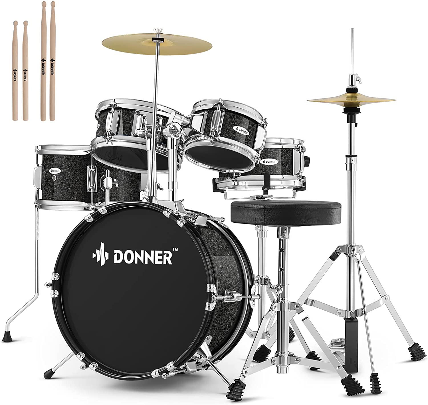 

Donner 5-Piece Kid Drum Sets for Beginners 14 inch Full Size Complete Junior