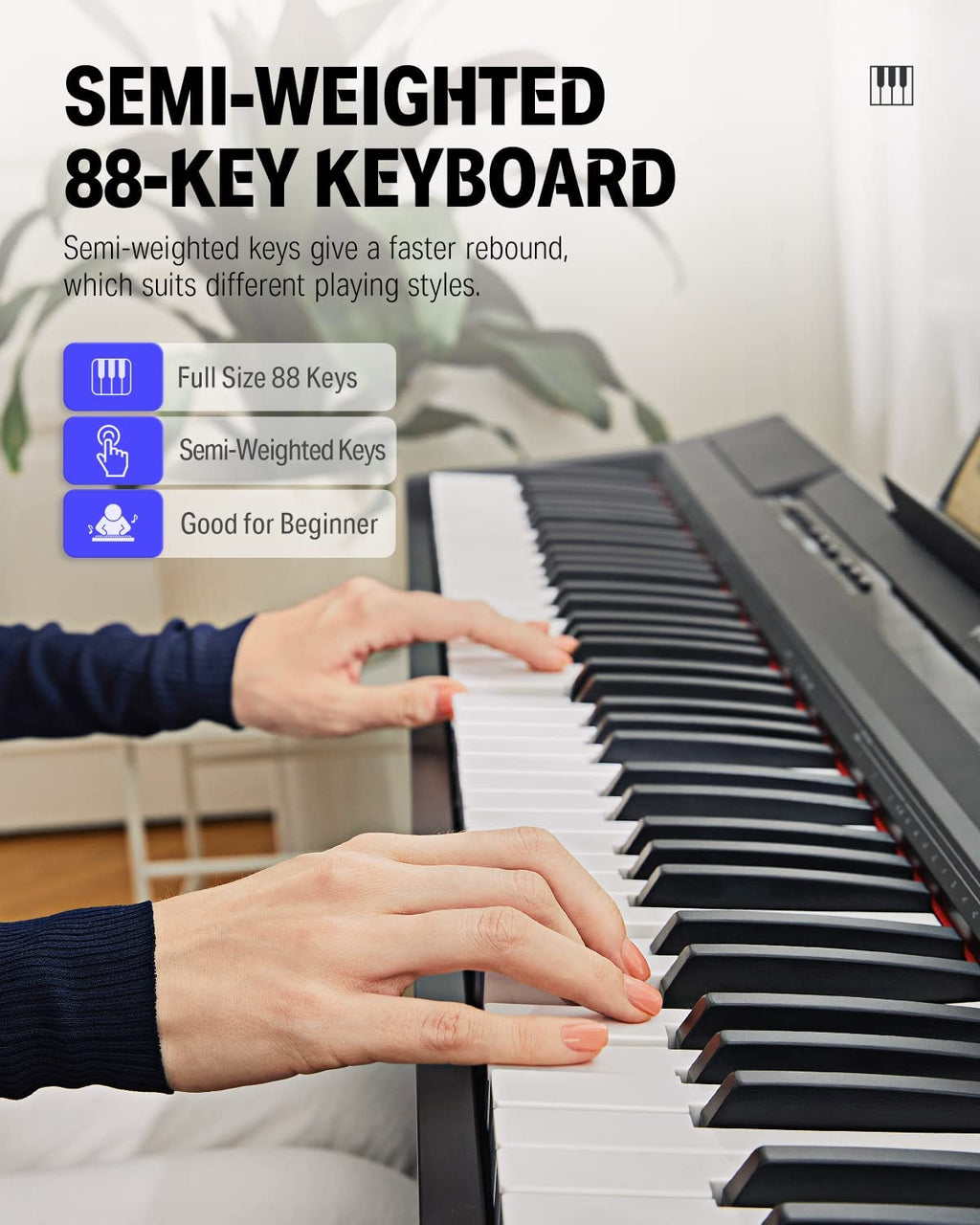 beginner piano with weighted keys