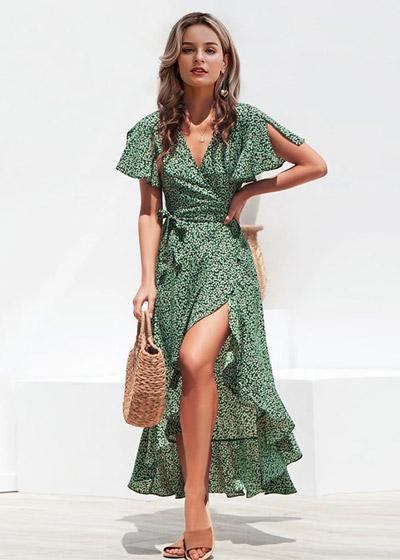 vestido envelope verde