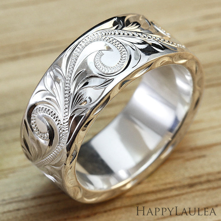 methodologie Vochtig deken Hawaiian Hand Engraved Silver Ring | Custom Wedding Rings – HappyLaulea