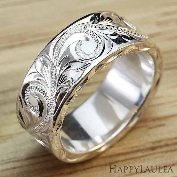 Hawaiian Hand Engraved Silver Ring Custom Wedding Rings