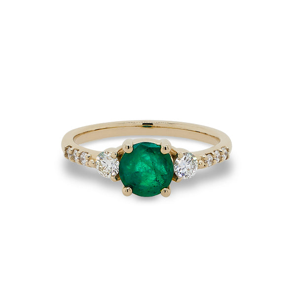 schild Besmettelijke ziekte Caius Round Emerald and Diamond Ring | King + Curated | Beacon, NY