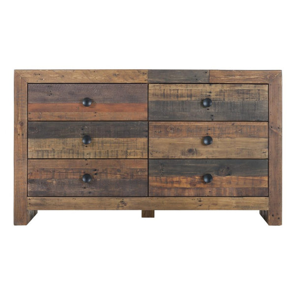 Judith 6 Drawer Reclaimed Pine Dresser Rustic Edge