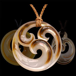 Pearl shell Maori style Koru necklaces