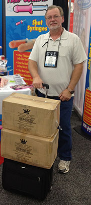 Bulk customers purchasing on the spot during the Party Supply Tradeshow