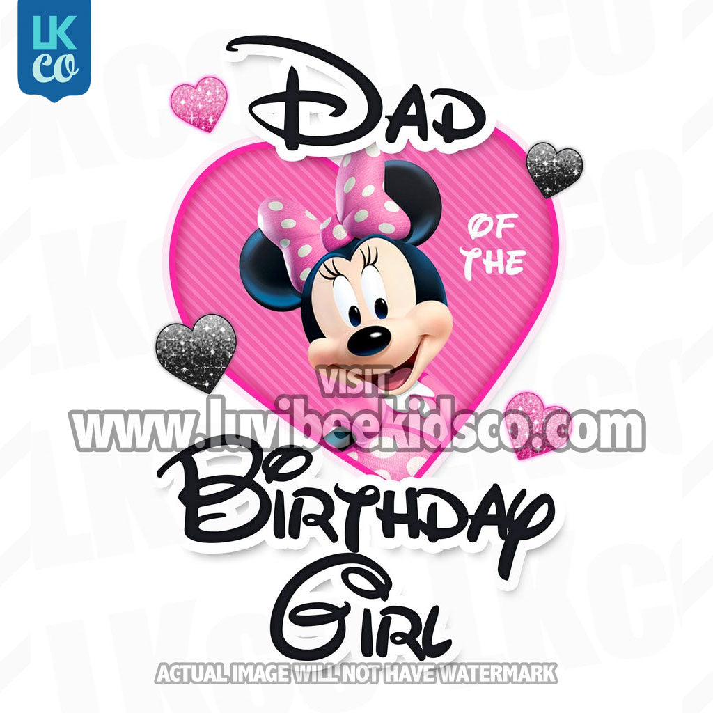 DISNEY MICKEY MINNIE MOUSE:: MOM OF THE BIRTHDAY GIRL T-SHIRT IRON ON TRANSFER 