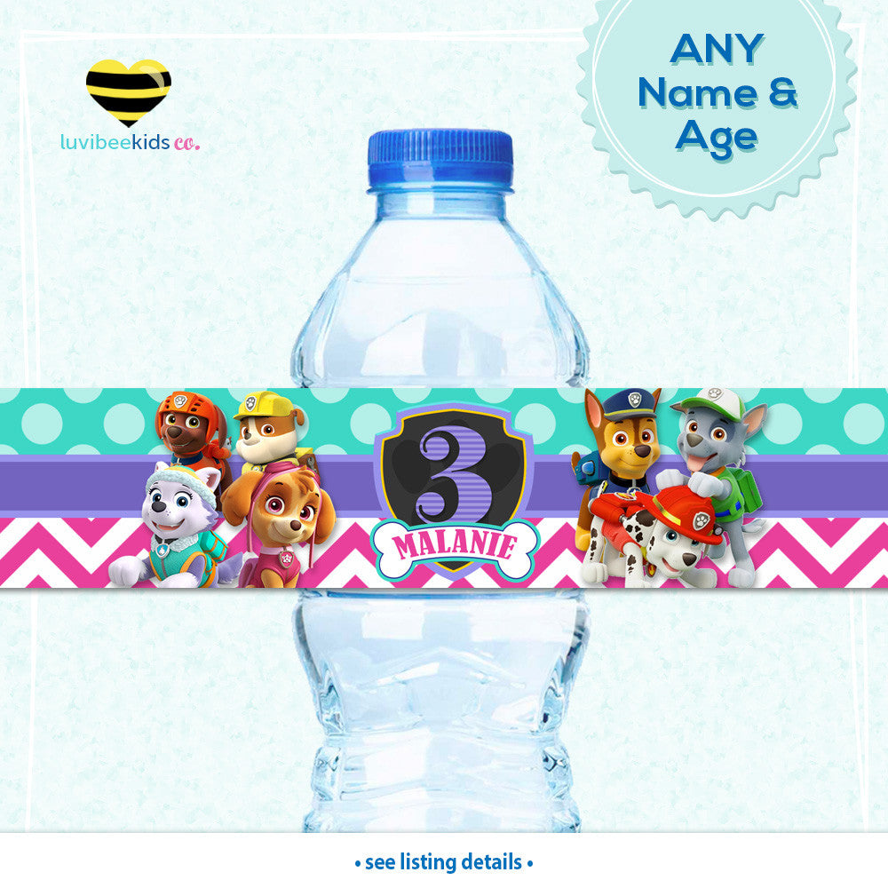 Paw Patrol Bottle Labels | Drink Wrappers Printable - Girls – LuvibeeKidsCo