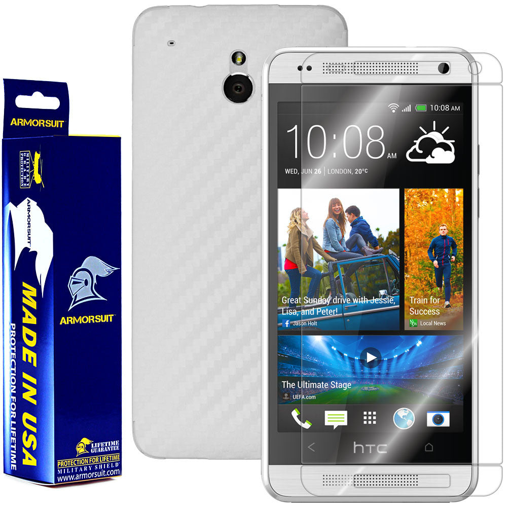 HTC Mini Screen Protector + White Carbon Fiber Film Protector –