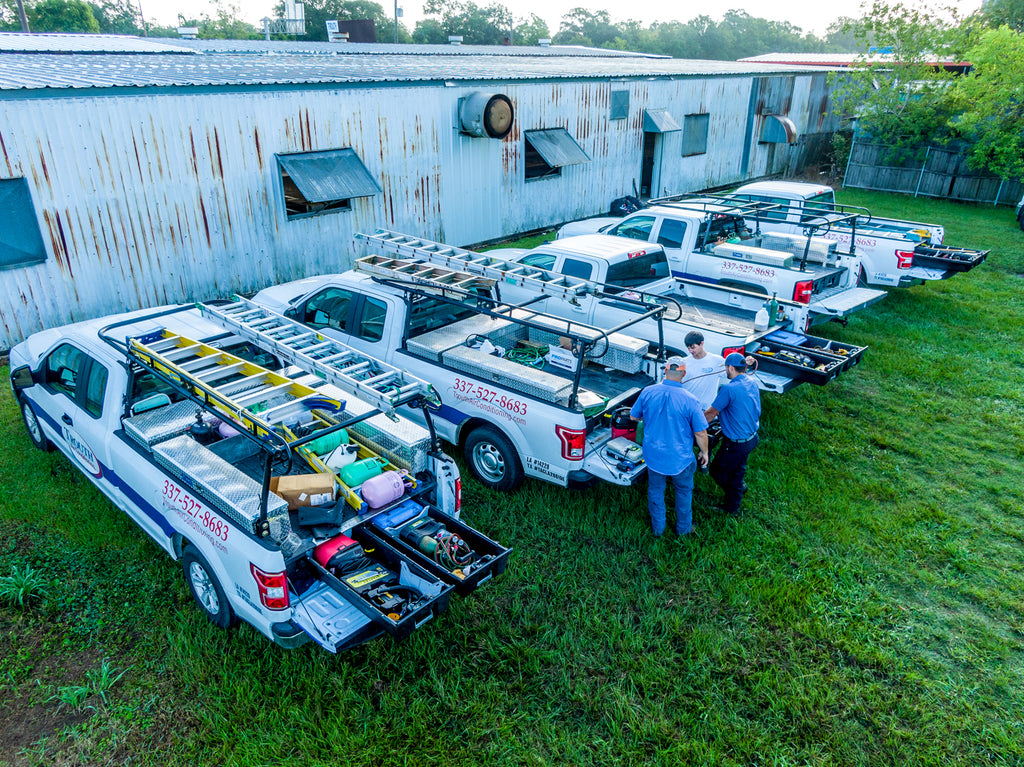 Above view of trucks with DECKED