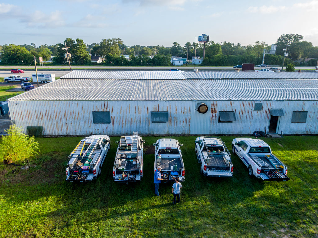 Above view of trucks with DECKED