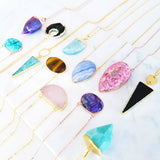 Adore Gemstone Collection - Inverse Teardrop Chevron Amethyst Necklace