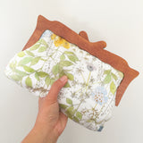 Wooden Handle Watercolor Floral Clutch