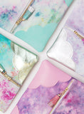 Dyed Watercolor Unique Leather Accents Clutch