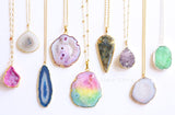 Adore Gemstone Collection - Druzy Vertical Bar Necklace - Soul Made Boutique