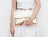 Geometric Unique Leather Accents Clutch