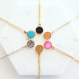 Adore Gemstone Collection - Druzy Round Pendant Necklace - Soul Made Boutique