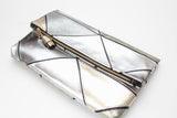 Geometric Prism Unique Leather Accents Clutch