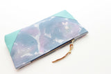 Watercolor Unique Leather Accents Clutch Pouch
