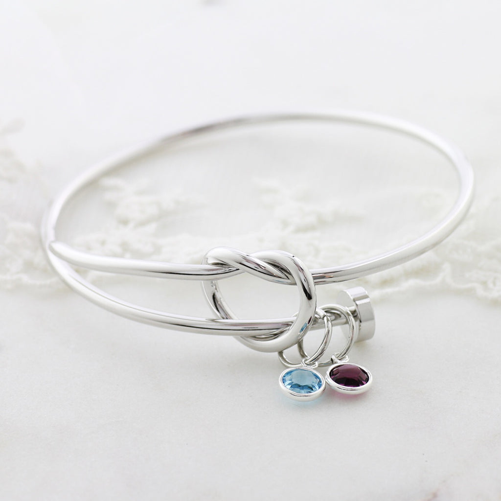 Amor Personalised Collection - Bangle Love Knot Birthstone Crystal - Soul Made Boutique