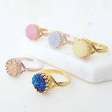 Adore Gemstone Collection - Amethyst Oval Pendant Ring - Soul Made Boutique