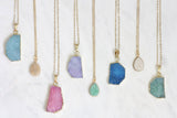 Adore Gemstone Collection - Druzy Round Pendant Necklace - Soul Made Boutique