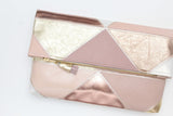 Geometric Prism Unique Leather Accents Clutch