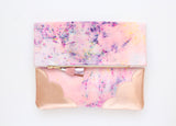 Dyed Watercolor Unique Leather Accents Clutch