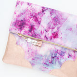 Watercolor Unique Leather Accents Clutch