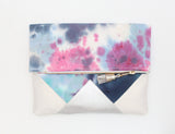 Dyed Watercolor Unique Leather Accents Clutch