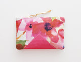 Floral Watercolor Unique Leather Accents Pouch