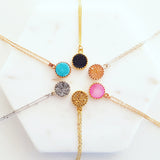 Adore Gemstone Collection - Druzy Round Pendant Earrings - Soul Made Boutique
