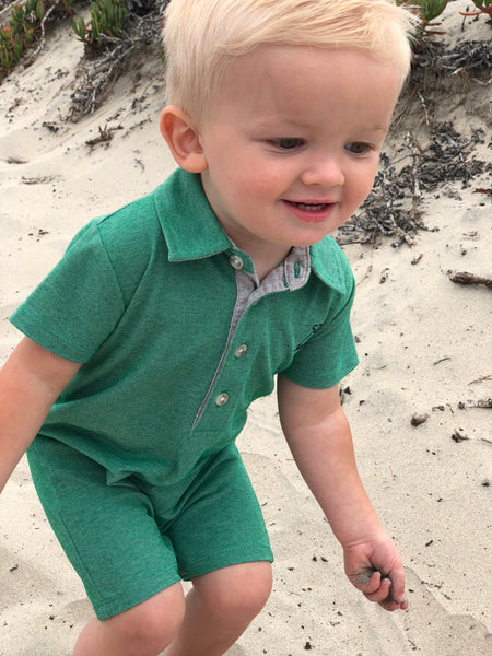 Additief Tussendoortje Beroemdheid Baby Boy's Green Pique Polo Romper – The Little Clothing Company