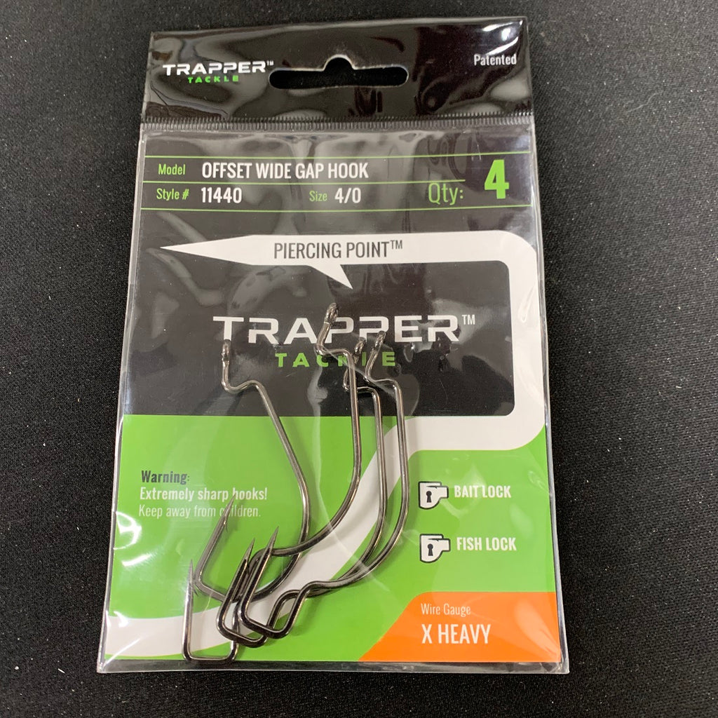 Trapper Tackle Offset Wide Gap Hooks 3/0 75pc ~ New