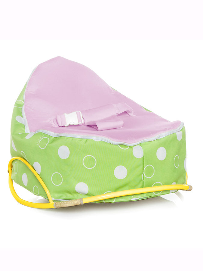 lemon pod rocker with snuggle pod baby bean bag and purple seat top