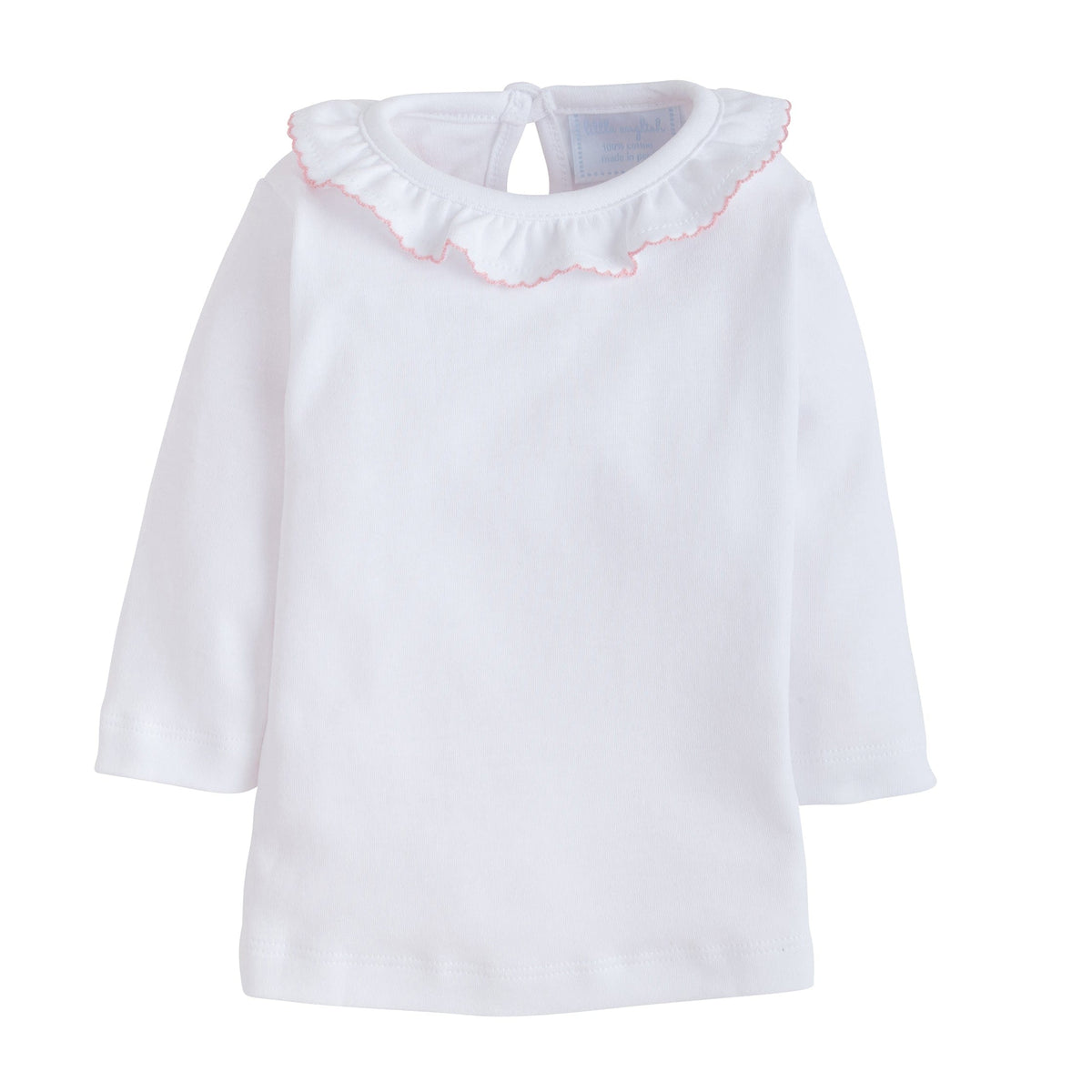seguridadindustrialcr classic childrens clothing girls white blouse with ruffled collar and pink trim picot