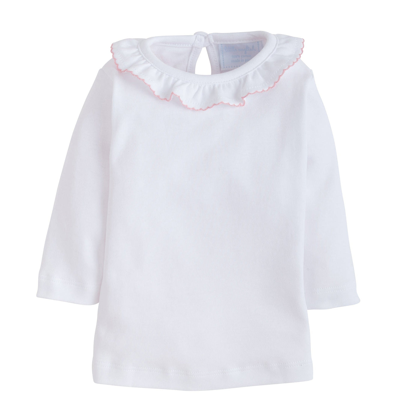 seguridadindustrialcr classic childrens clothing girls white blouse with ruffled collar and pink trim picot