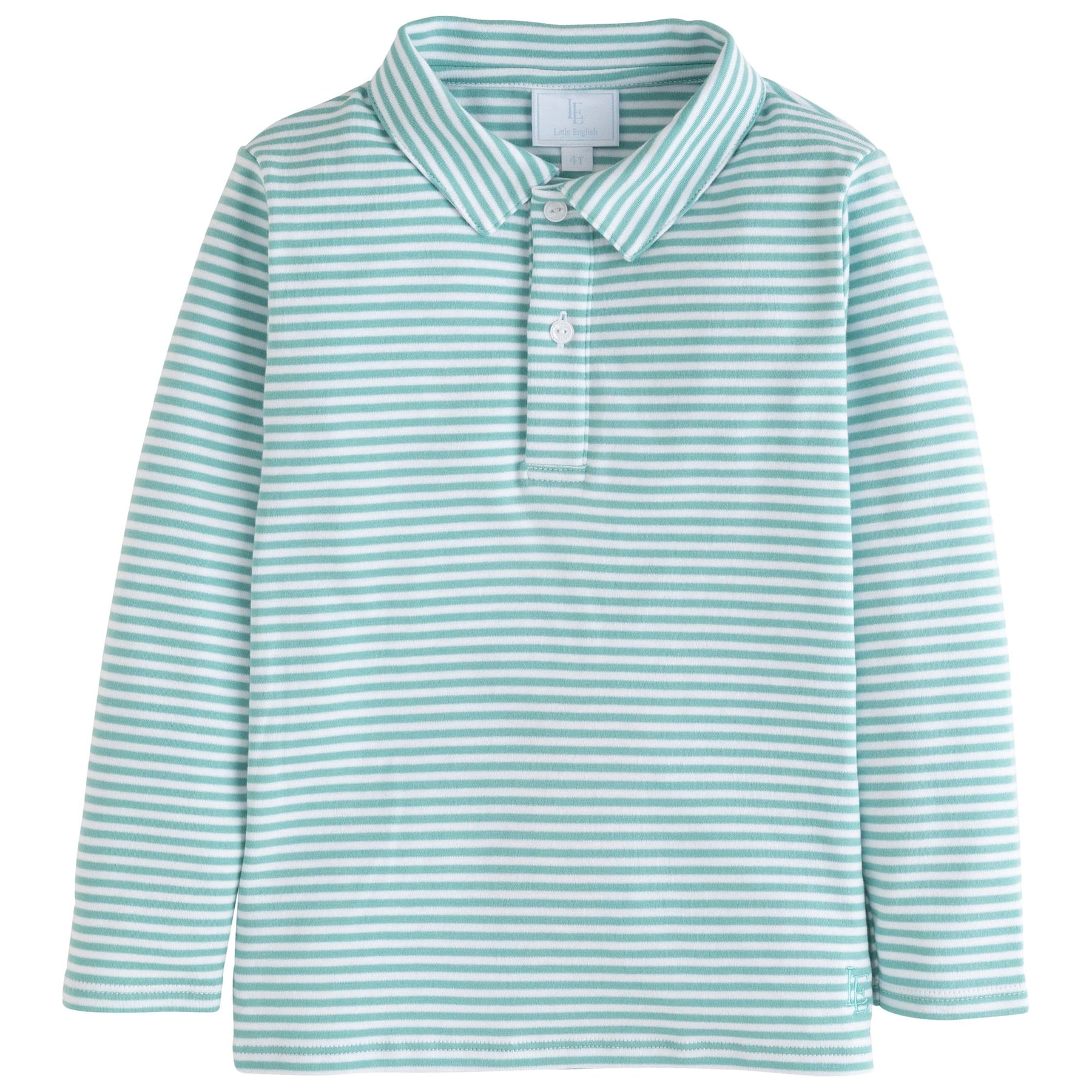 seguridadindustrialcr classic childrens clothing boys green/blue and white striped long sleeve polo