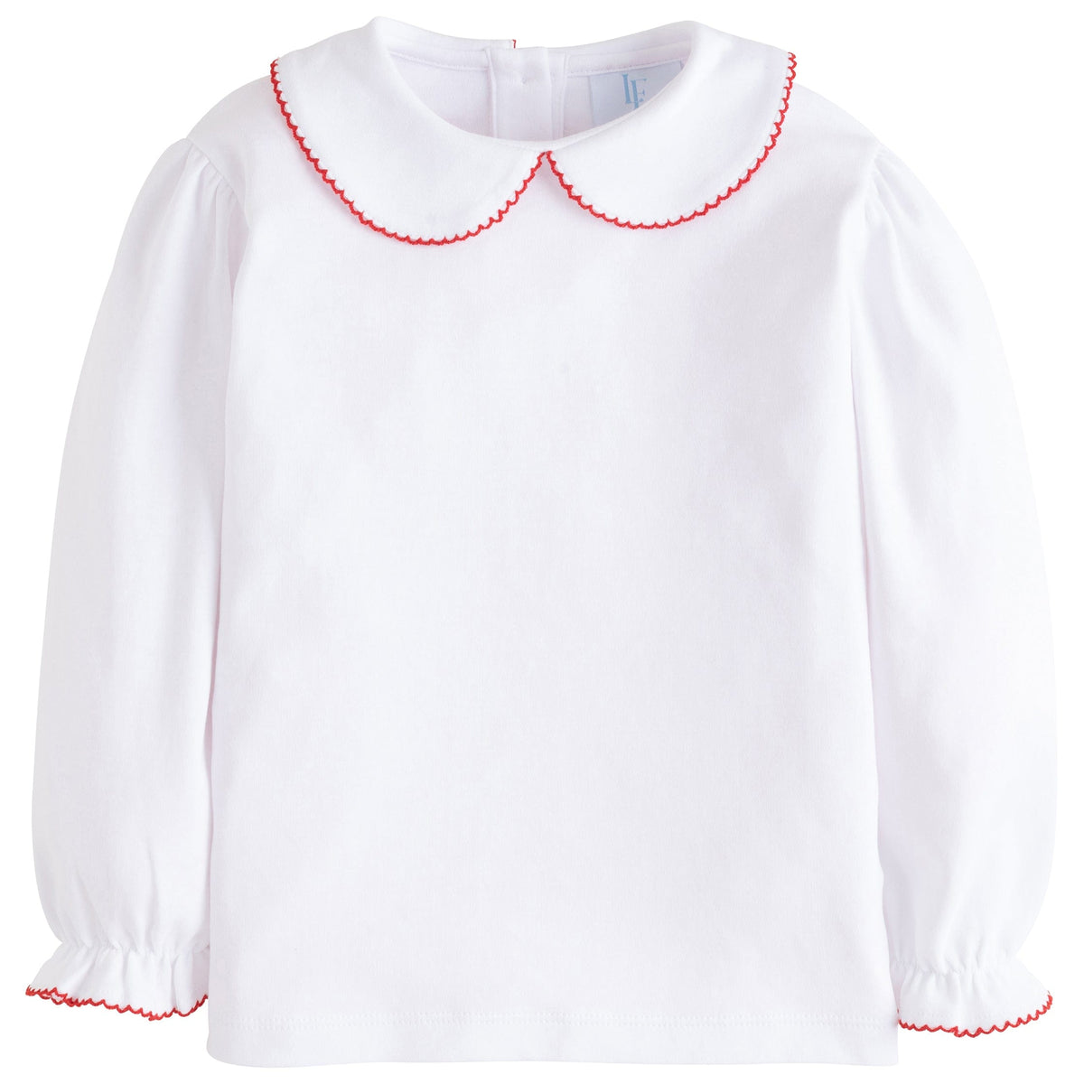 seguridadindustrialcr classic childrens clothing girls white blouse with peter pan collar and red picot trim