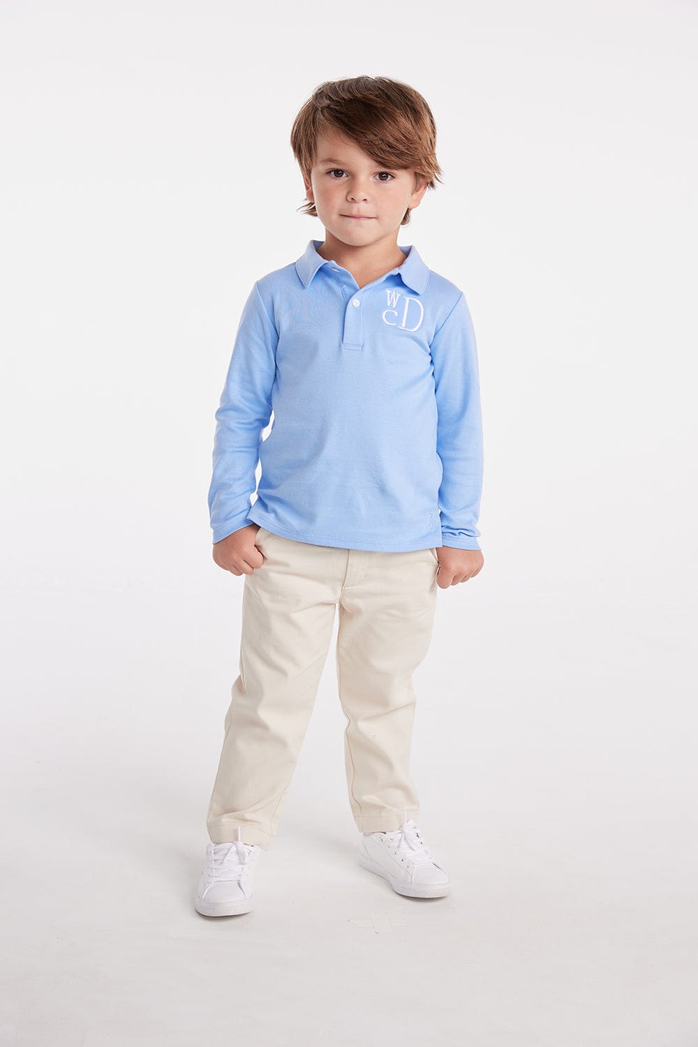 classic childrens clothing boys long sleeve polo in light blue