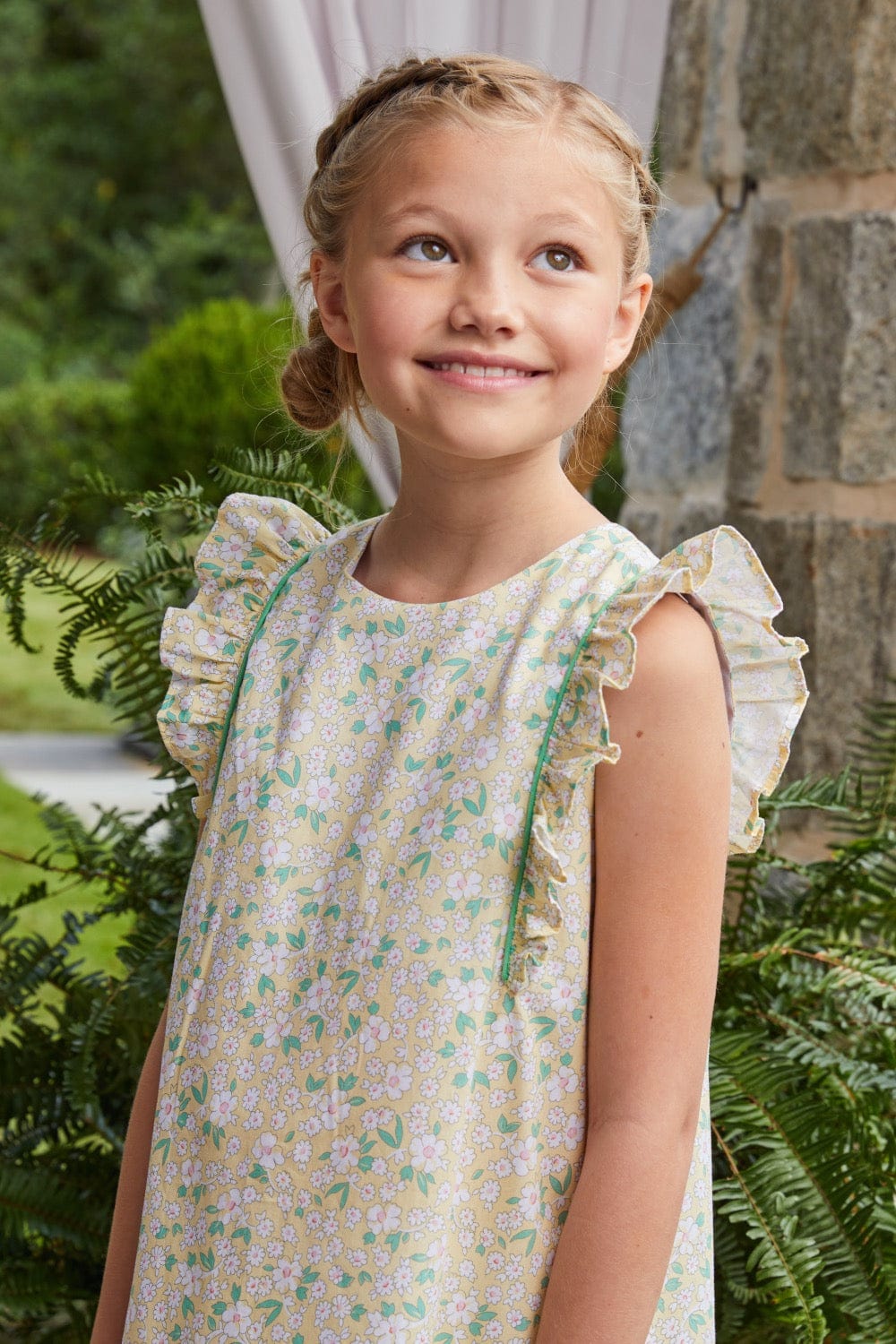 seguridadindustrialcr classic girl's dress in wimbledon floral with flutter sleeves