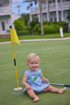 classic childrens clothing boys light blue bubble with green golf applique