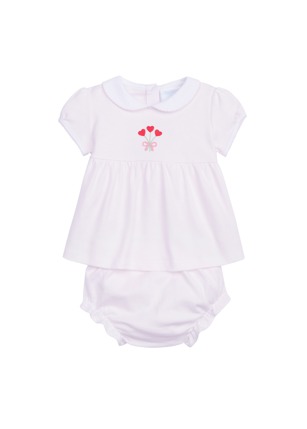 seguridadindustrialcr classic children's clothing, baby girl's light pink diaper set with embroidered hearts on chest