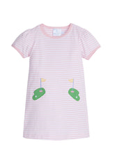 seguridadindustrialcr girl's pink stripe dress with golf green appliques