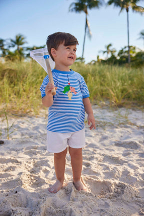 classic childrens clothing boys blue and white t-shirt with applique fish